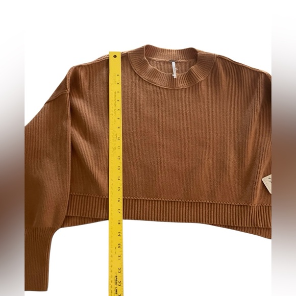 NWT Free People Easy Street Crop Pullover Sweater Brown Cedar Women’s S $98 - Picture 9 of 11